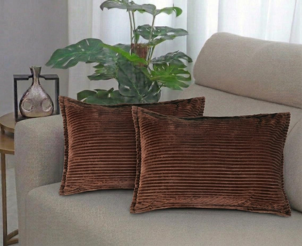 RD TREND® Corduroy Self Stripe 250 GSM Rectangular 18x 28 Inches Cushion Covers Set of 2 | Throw Pillow Covers for Sofa, Bed & Living Room | Perfect for Home Décor Coffee