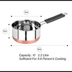 SHOPSIDEX Sauce Pan Tea Maker Milk Coffee pan bhgoni Stainless Steel Copper Bottom Sauce Pan, Flat Base Sauce Pan, Tea Pan, Milk Pan Tapeli Patila, Sauce Pot (500 Ml)