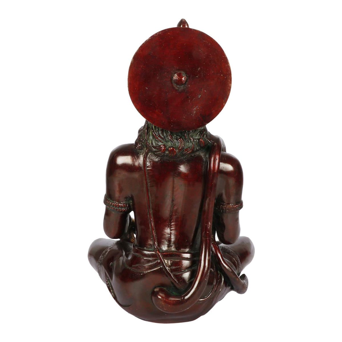 ARTVARKO Brass Hanuman Idol | Bajrang Bali Sitting Blessing Meditation for puja Sculpture Diwali Decor Gifts Height 11 Inches (Red & Gold Finish)