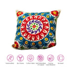 ATRANGI STUDIO Embroidered Cushion Covers - Set of 2 | Traditional Aari Embroidery | Threadwork Throw Pillow Covers with Zip Closure | Perfect for Sofa, Bed, Chair | 16x16 Inch, Multicolor
