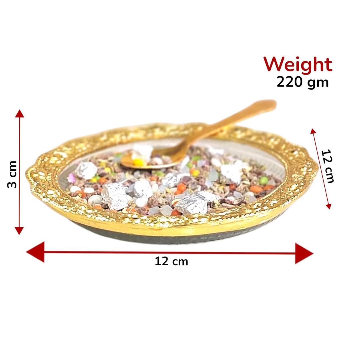 KridayKraft Glass Plate Mukhwas Tray,Saunf Supari Candy,Dry Fruit and Sweets Serving Tray in Traditional Design Metal (Pack of- 1 Glass Tray,1 Spoon)...