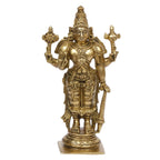 ARTVARKO Brass Lord Bhagwan Vishnu Narayana with Shankh Chakra Idol Statue for Home Décor Mandir Temple Puja Gift 7 Inch