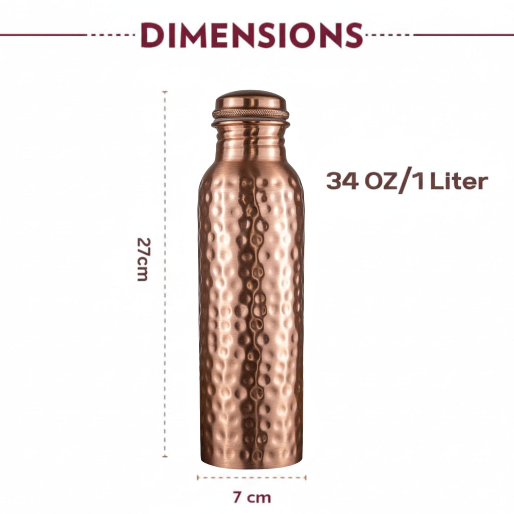 Rajlakhi Copper Water Bottle 1 Ltr Pure Ayurvedic Copper Bottle for Drinking Water | Copper Bottle 1 Ltr Leak Proof Design | Tamba Pot, Pure Tambe Ka Metal Bottles for School Kids & Women Daily Use.