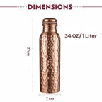 Rajlakhi Copper Water Bottle 1 Ltr Pure Ayurvedic Copper Bottle for Drinking Water | Copper Bottle 1 Ltr Leak Proof Design | Tamba Pot, Pure Tambe Ka Metal Bottles for School Kids & Women Daily Use.