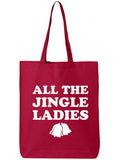 All The Jingle Ladies Cotton Canvas Tote Bag, Red, One Size