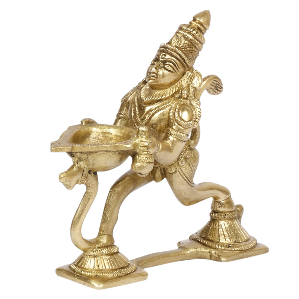 Artvarko Brass Hanuman Aarti Diya Oil Lamp with Handle Decorative Puja Home Temple Accessory, Camphor Burner lamp Aarti, Diwali Gifts Home Décor