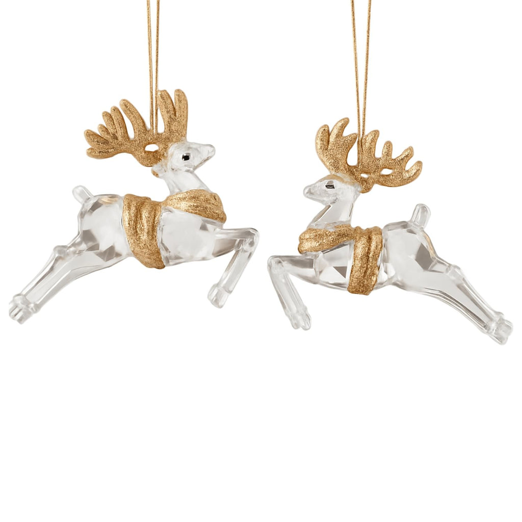 Salvus APP SOLUTIONS Crystal Hanging Deer Ornament – White & Golden Reindeer for Christmas Tree Decoration (3x3.5 Inch)