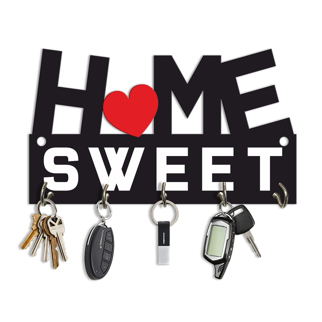 Artvibes Unique Stylish Wooden Key Holder for Wall Decor with Stylish Stainless Steel 5 Hooks Beautiful Key Organizer for Home Decoration(KH_807N)
