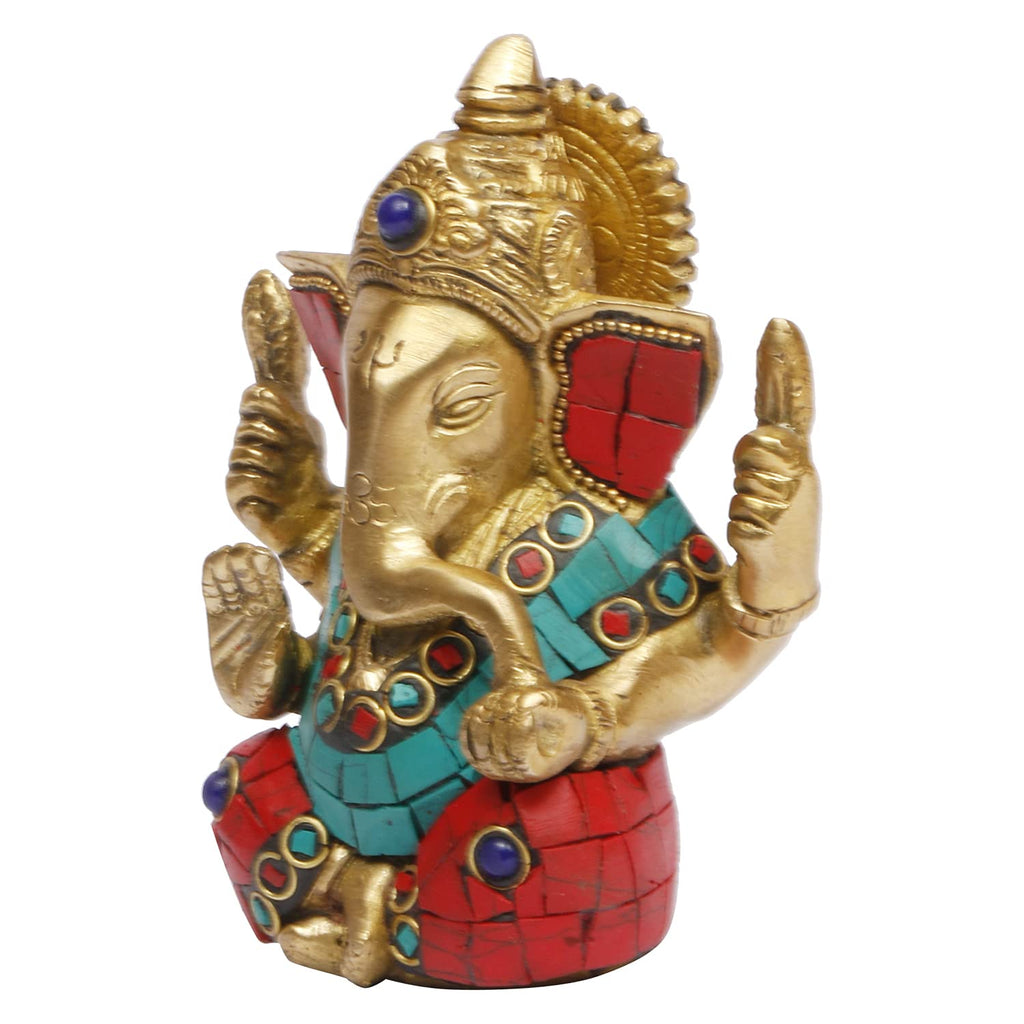 ARTVARKO Brass Bhagwan Ganesha in Blessing Posture Ganesh Ganpati Home Entrance Office Decor Idol Marriage Gift Murti Pooja 4.5 Inches