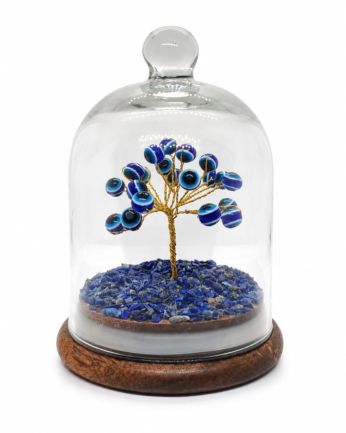 Evil Eye Protection Tree in Glass Dome with Gift Box | Handmade Crystal Tree Showpiece | Positive Energy Decor Gift for Home & Office