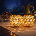 CentraLit Pack of 2 Tea Light Crsytal Candle Holder - Pooja Diya Decoreation Items for Home Diwali Brass Puja Item Unique Christams Diwali Gift Diya Lantern Items Home Decor Candle Light