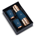 AURASHIE Pure Copper Drinkware Gift Set of 1 Bottle & 2 Glasses with Box | Pure Hammered Copper Drinkware | Gift Set for Birthday, Parties, Weddings & Festivals (Blue Grip Sleeve)