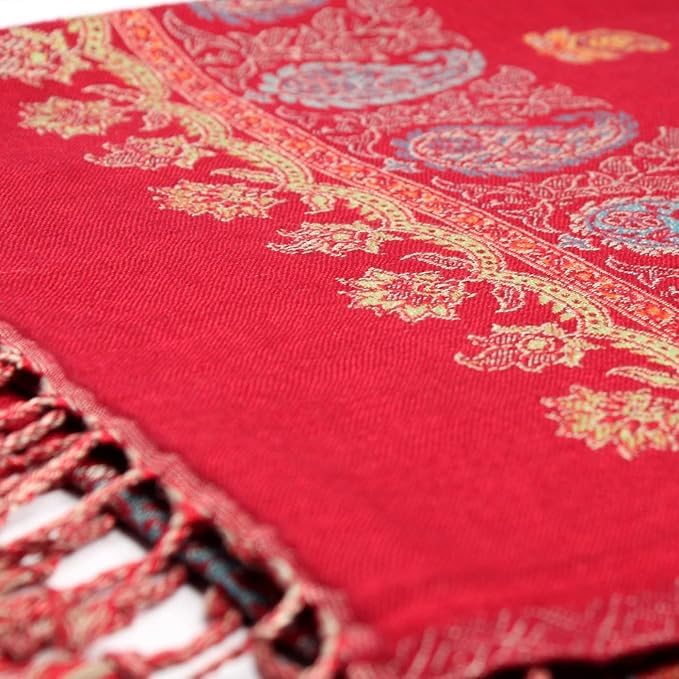 EKAN Printed Soft and Warm Stoles For Winter Season Use for Girls and Women for Gifting (Ambi Printed Stole Red)