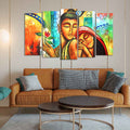 VIBECRAFTS Five Pieces Set Wall Painting of Radha Krishna For Home|Office|Living Room|Gift (PTVC5Pcs2_6576)