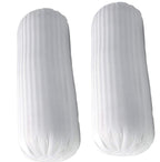 LINENWALAS 100% Cotton 16x32 inch 300TC Striped Bolster Cover | Round Bed Side Long Bolster Pillow Cover to fit 24 Length 9 Dia | Pack of 2 Bolster Cover only (16x32 inch, White)