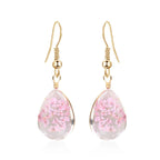 Peasimy Beautiful Real Flowers Dried Pressed Teardrop Earrings for Women Handmade Resin Waterdrop Pressed Dry Flower drop dangle Earrings Jewelry Gifts, Resin, No Gemstone