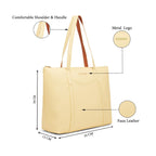 Caprese Jimny 14 Inch Laptop Compatible Large Tote Bag for Women | Stylish, Durable, and Spacious with Multiple Compartments, Back Zipper Pocket for Work, Travel, and Everyday Use (Butter Yellow)