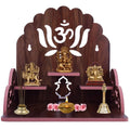 ZUPER Wood Hand Crafted Om with Lotus Pattern Office Temple for Puja Temple for Home and Office I Devghar Puja I Premium Wooden Mandir (Brown-2) (Pack of 1)