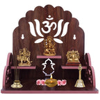 ZUPER Wood Hand Crafted Om with Lotus Pattern Office Temple for Puja Temple for Home and Office I Devghar Puja I Premium Wooden Mandir (Brown-2) (Pack of 1)