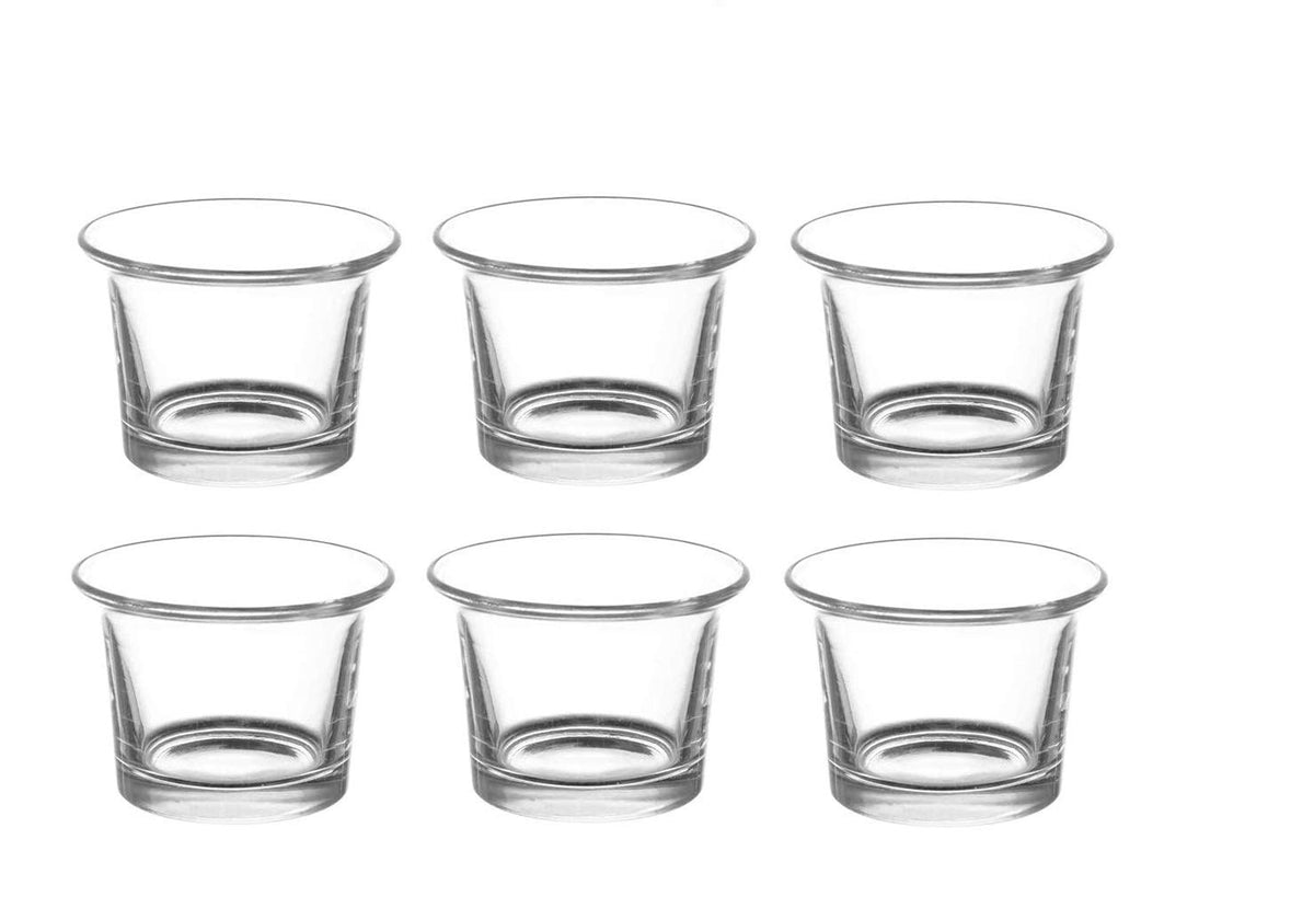 FYUGO Tea Light Glass Candle Holder and Clear Glass Holders Ideal for Diwali Gifts for Family and Friends | Christmas Decor | Home Decoration | New Year Party | DIY Crafts (Set of 6)