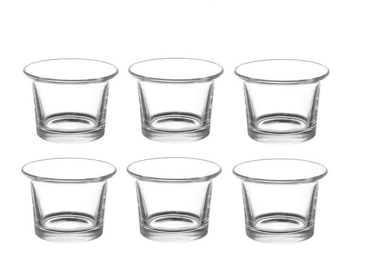 FYUGO Tea Light Glass Candle Holder and Clear Glass Holders Ideal for Diwali Gifts for Family and Friends | Christmas Decor | Home Decoration | New Year Party | DIY Crafts (Set of 6)