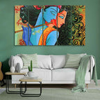 VIBECRAFTS Divine Radha Krishna Canvas Wall Painting Set of Five Pieces For Home|Office|Living Room|Gift (PTVC5Pcs4_8694)
