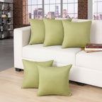 STITCHNEST Quilted Velvet Cushion Covers Set of 5 | Soft Mehndi | 16x16 Inches | Premium Sofa & Living Room Décor