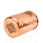 INDIAN ART VILLA Pure Copper Plain Glass with Hammered Design, Drinking Serving Water, Yoga Ayurveda, Volume-300 ml, Pack of 2