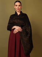 Pashmoda Women Golden Mirage Reversible Zari Moonlight Fine Wool Stole (Size : 28x80in, 71X203cm) ZSST05