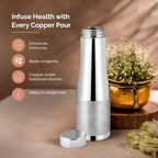 Vip luxe Silver Copper Water Bottle – Ayurvedic, Eco-Friendly & Leak-Proof Hydration Bottle | Stylish Design | 1000ml