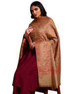 Pashmoda Women Aabroo Kashmiri Jamawar Woven Shawl, Kaani Jacquard Shawls, Stoles, Wraps, Luxury Pashmina Evening Wrap (Size: 40X80 Inches, Pashmina Color) SECS58