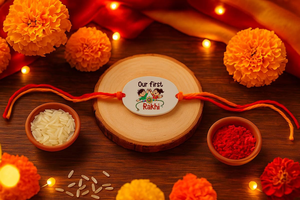 Raavi colors Newborn Rakhi – Gift Boxed Rakhi for Baby Brother