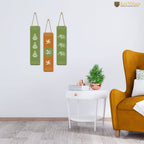 Artvibes Auspicious Symbols Wooden Wall Hanger for Good Luck | Prosperity Home | Office | Spiritual Decor Items | Wall Poster | Art Prints| Stylish Modern Decor Item | Gift Items (WH_8105N), Set of 3