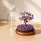 Ritualistic Amethyst Dome Crystal Wish Tree | Purple Gemstone Bonsai with Glass Dome | Healing, Third Eye & Crown Chakra Activation | Vastu & Feng Shui Spiritual Tree | Reiki Home Décor & Premium Gift