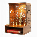 GOJEEVA KRAFT Royal Walnut Finish Wooden Pooja Mandir | Wall Mounted Home Temple with LED Lights & Spacious Storage | Premium Handcrafted Puja Unit (37.5 * 29 * 25 CM) (Large) A4