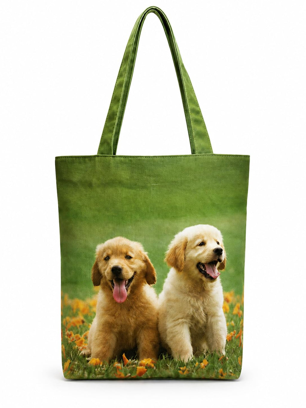 MINTHILL Canvas premium Tote Bag for Women with Zipper & liner, innerpocket Reusable Shoulder Bag for Shopping, Work, Travel, Daily Carry, Lightweight, Easy Care (Puppies Print)