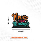 Artvibes Wooden Idols and Figurine Never Stop Dreaming Motivational Quote | Table Decoration for Office Desk | Home Decor Item Living Room, Bedroom | Wooden Showpiece Decorative (SP_1108)