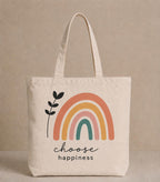 Supadaa Large Canvas Tote Bag For Women With Zipper Premium Cotton Shoulder Handbag Reusable Shopping Office College Travel Beach Grocery Bag (Rainbow)