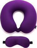 Restify Premium Memory Foam Travel Neck Pillow with Eye Mask | Soft Velvet U Shape Neck Support Cushion for Flight, Airplane, Car & Office Travel | Portable Pillow for Men & Women | Maroon