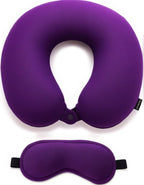 Restify Premium Memory Foam Travel Neck Pillow with Eye Mask | Soft Velvet U Shape Neck Support Cushion for Flight, Airplane, Car & Office Travel | Portable Pillow for Men & Women | Maroon