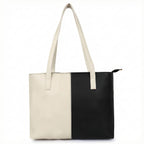 Nexeura Women’s Stylish Handbag | Premium PU Leather Tote Bag for Women | Large Capacity Shoulder Bag for Office, College & Daily Use (WHITE,BLACK)