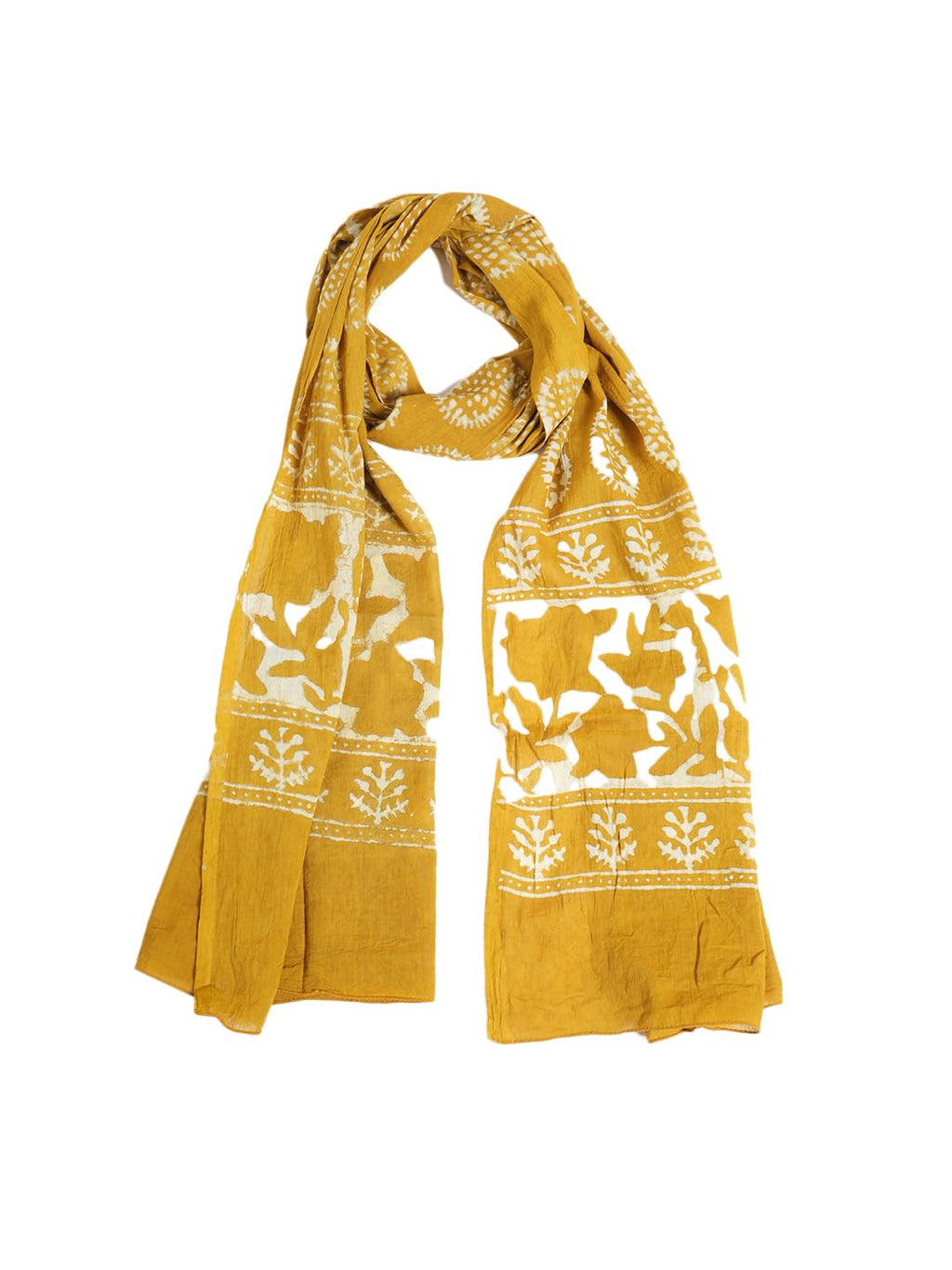 Gutthi Women's Cotton Stoles | Scarf Lightweight & Comfortable for All Seasons | Soft Floral Scarves, Size (100X180 CM) (Yellow)