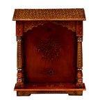 DESERT ART Wooden Copper Colour Mini Hut Temple (33.02 X15.24 X38.1) CM