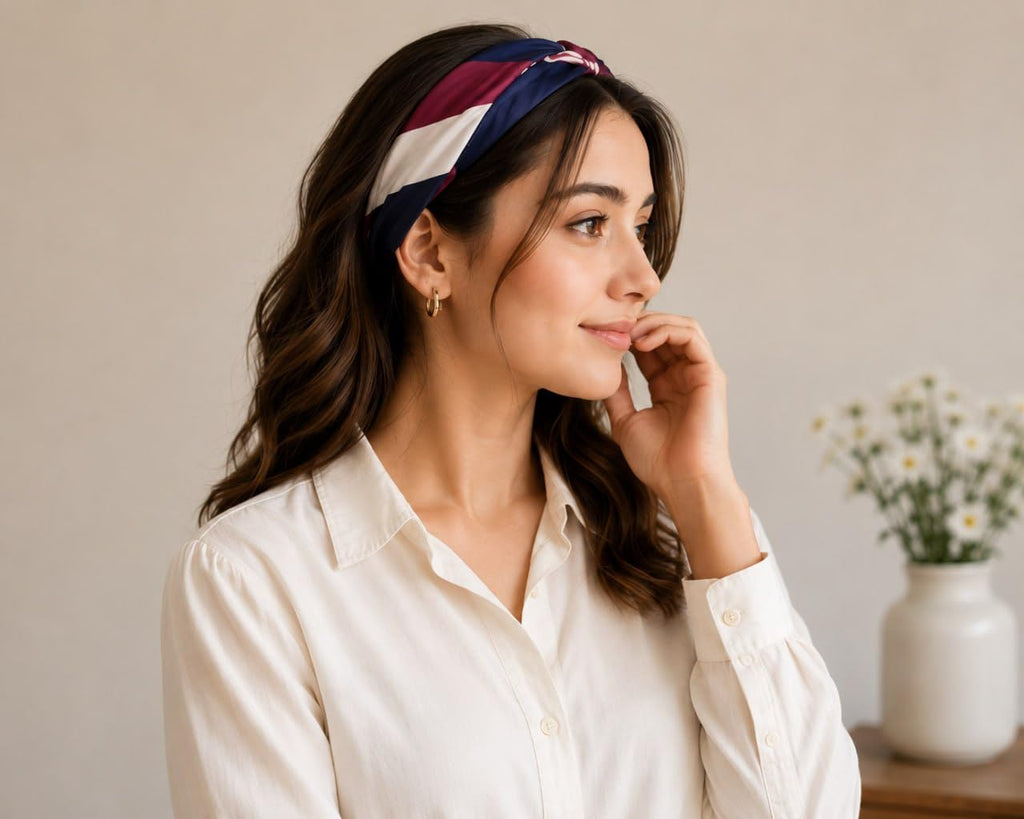 Etietnic Satin Square Head Scarf for Women,RED & BLUE Printed