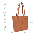 Fastrack Structured Solid Tote Bag for Women, Girls and Ladies with Top Zipper Closure | | Fits Upto 14 Laptop | Totes for Daily Office Use | Ladies Purse Handbag | Totes for Casual Carry
