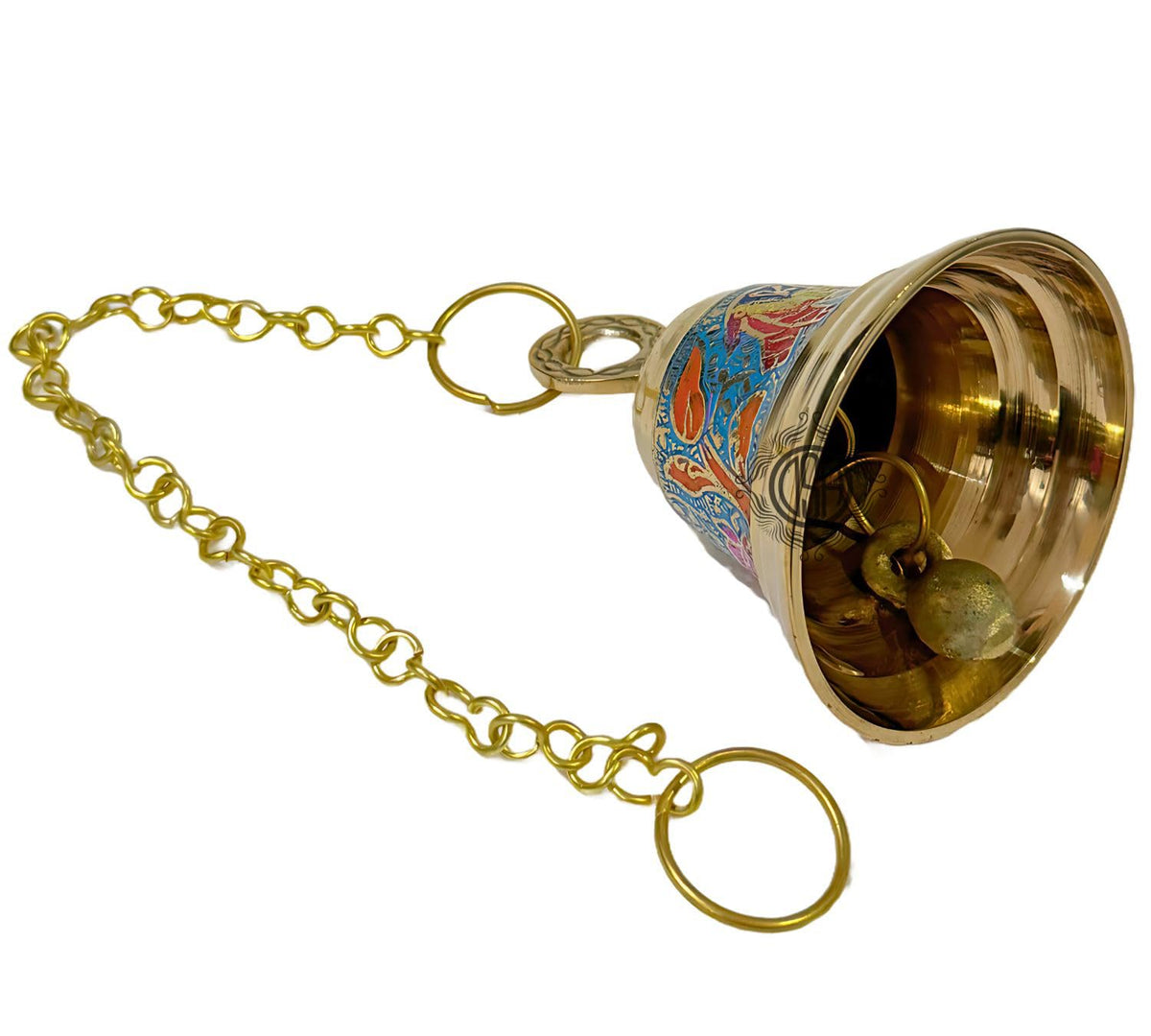 DSH Brass Hanging Bells for Puja Room Decoration Items Hanging Bell for Mandir Temple Decor Ghanti for Mandir. (Blue, H-4.5 Inch)