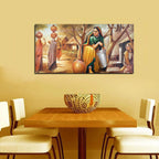 VIBECRAFTS Canvas Paintings for Living Room Drawing Room Canvas Rajasthani Art Woman Taking water from Well for Home|Office|Gift(PTVCH_2400NV)(48 x 24 Inches)