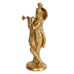 ARTVARKO Brass Statue Murti of Lord Krishna Idol Playing Flute for Home Décor Living Room Pooja Item Temple Mandir Gallery 10 Inch
