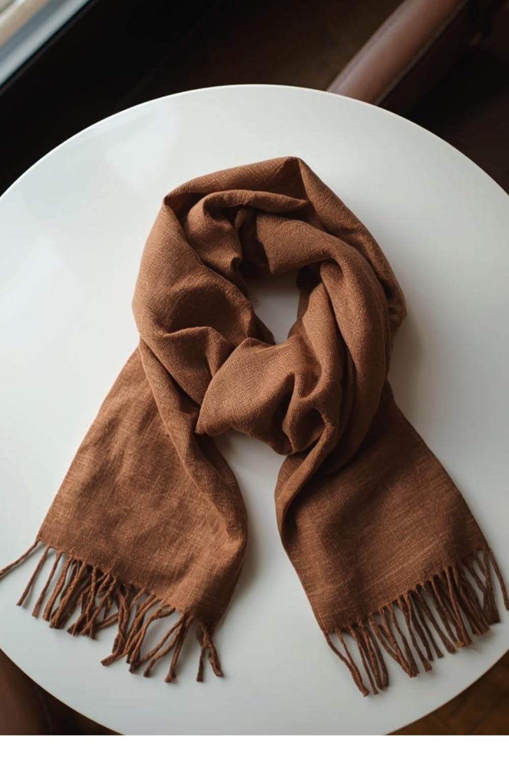 FM Trends Stylish Plain Scarf for Women & Girls | Solid Color Stole, Dupatta, Shawl | Elegant Ladies Accessory (Brown, 1.8 meters)