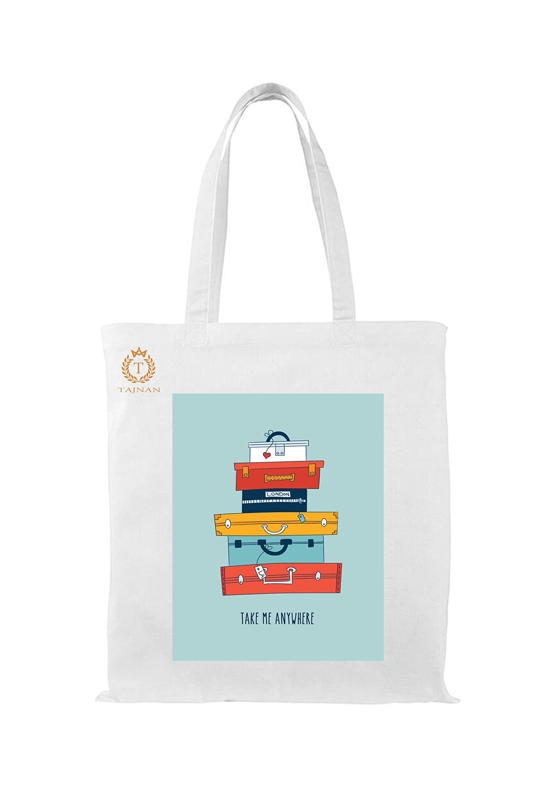 TAJNAN Reusable Tote Bags|100% Organic Cotton Grocery Bag|Eco-Friendly, Multi-Purpose Bag|Sturdy Canvas Bag with 15kgs Capacity | Multiple Stylish Designs,Pack of 1(BagTraveller)